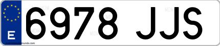 Ejemplo de matrícula de coche ordinaria 6978 JJS