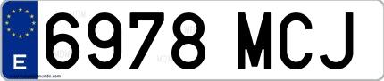 Ejemplo de matrícula española 6978 MCJ