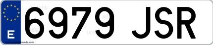 Ejemplo de matrícula española 6979 JSR