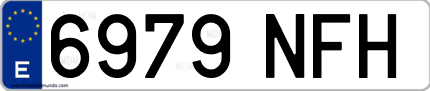 Ejemplo de matrícula de coche ordinaria 6979 NFH