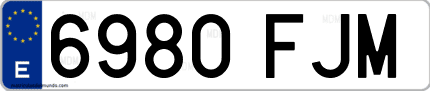 Ejemplo de matrícula de coche ordinaria 6980 FJM