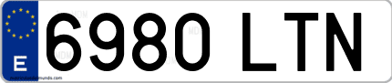 Ejemplo de matrícula de coche ordinaria 6980 LTN