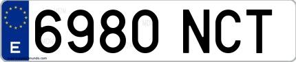 Ejemplo de matrícula española 6980 NCT