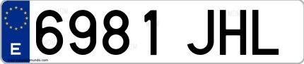Ejemplo de matrícula española 6981 JHL