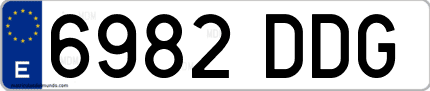 Ejemplo de matrícula de coche ordinaria 6982 DDG