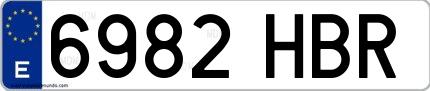 Ejemplo de matrícula española 6982 HBR