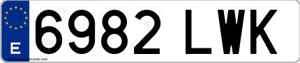 Ejemplo de matrícula española 6982 LWK