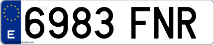 Ejemplo de matrícula de coche ordinaria 6983 FNR