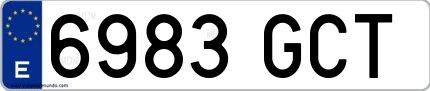 Ejemplo de matrícula española 6983 GCT