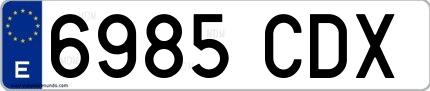 Ejemplo de matrícula española 6985 CDX