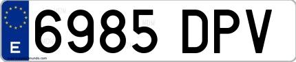 Ejemplo de matrícula española 6985 DPV