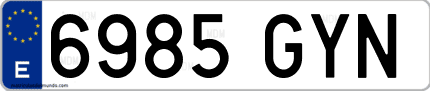 Ejemplo de matrícula de coche ordinaria 6985 GYN