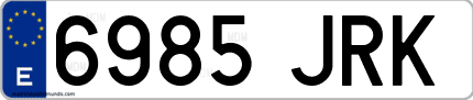 Ejemplo de matrícula de coche ordinaria 6985 JRK