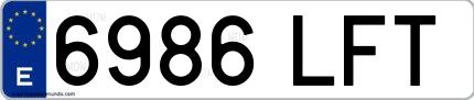 Ejemplo de matrícula española 6986 LFT