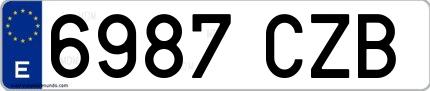Ejemplo de matrícula española 6987 CZB