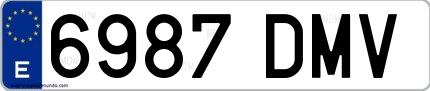 Ejemplo de matrícula española 6987 DMV