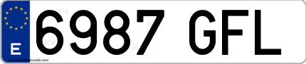 Ejemplo de matrícula de coche ordinaria 6987 GFL