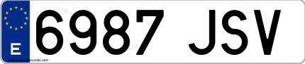 Ejemplo de matrícula española 6987 JSV