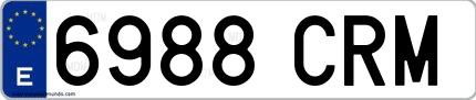 Ejemplo de matrícula española 6988 CRM