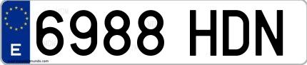 Ejemplo de matrícula española 6988 HDN