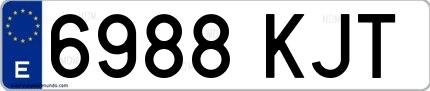 Ejemplo de matrícula española 6988 KJT
