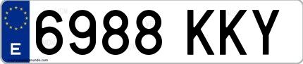 Ejemplo de matrícula española 6988 KKY