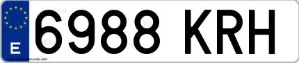 Ejemplo de matrícula española 6988 KRH