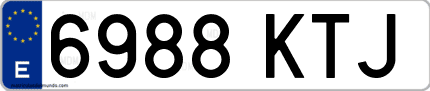 Ejemplo de matrícula de coche ordinaria 6988 KTJ