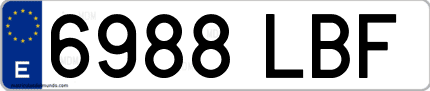 Ejemplo de matrícula de coche ordinaria 6988 LBF