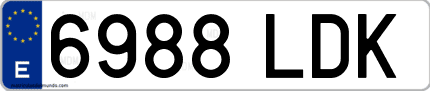 Ejemplo de matrícula de coche ordinaria 6988 LDK