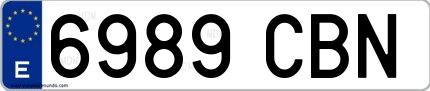 Ejemplo de matrícula española 6989 CBN