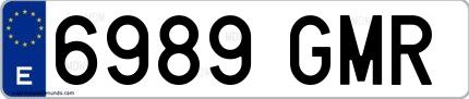 Ejemplo de matrícula española 6989 GMR