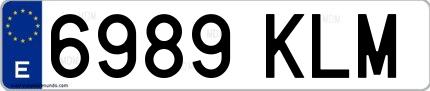 Ejemplo de matrícula española 6989 KLM