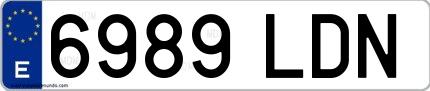 Ejemplo de matrícula española 6989 LDN