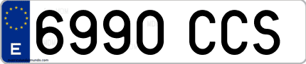 Ejemplo de matrícula de coche ordinaria 6990 CCS