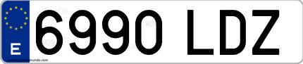 Ejemplo de matrícula de coche ordinaria 6990 LDZ