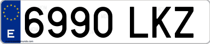 Ejemplo de matrícula de coche ordinaria 6990 LKZ