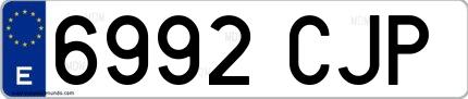 Ejemplo de matrícula española 6992 CJP