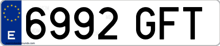 Ejemplo de matrícula de coche ordinaria 6992 GFT