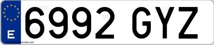Ejemplo de matrícula española 6992 GYZ