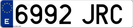 Ejemplo de matrícula española 6992 JRC