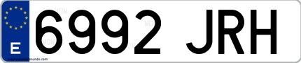 Ejemplo de matrícula española 6992 JRH