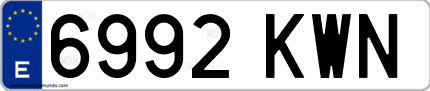 Ejemplo de matrícula de coche ordinaria 6992 KWN