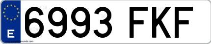 Ejemplo de matrícula española 6993 FKF