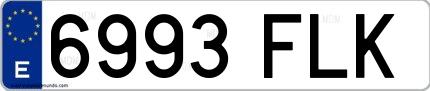 Ejemplo de matrícula española 6993 FLK