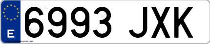 Ejemplo de matrícula de coche ordinaria 6993 JXK