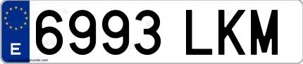 Ejemplo de matrícula española 6993 LKM