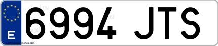 Ejemplo de matrícula española 6994 JTS