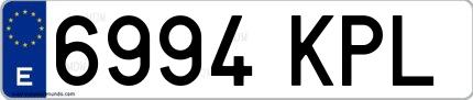 Ejemplo de matrícula española 6994 KPL