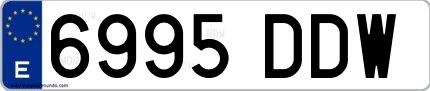 Ejemplo de matrícula española 6995 DDW